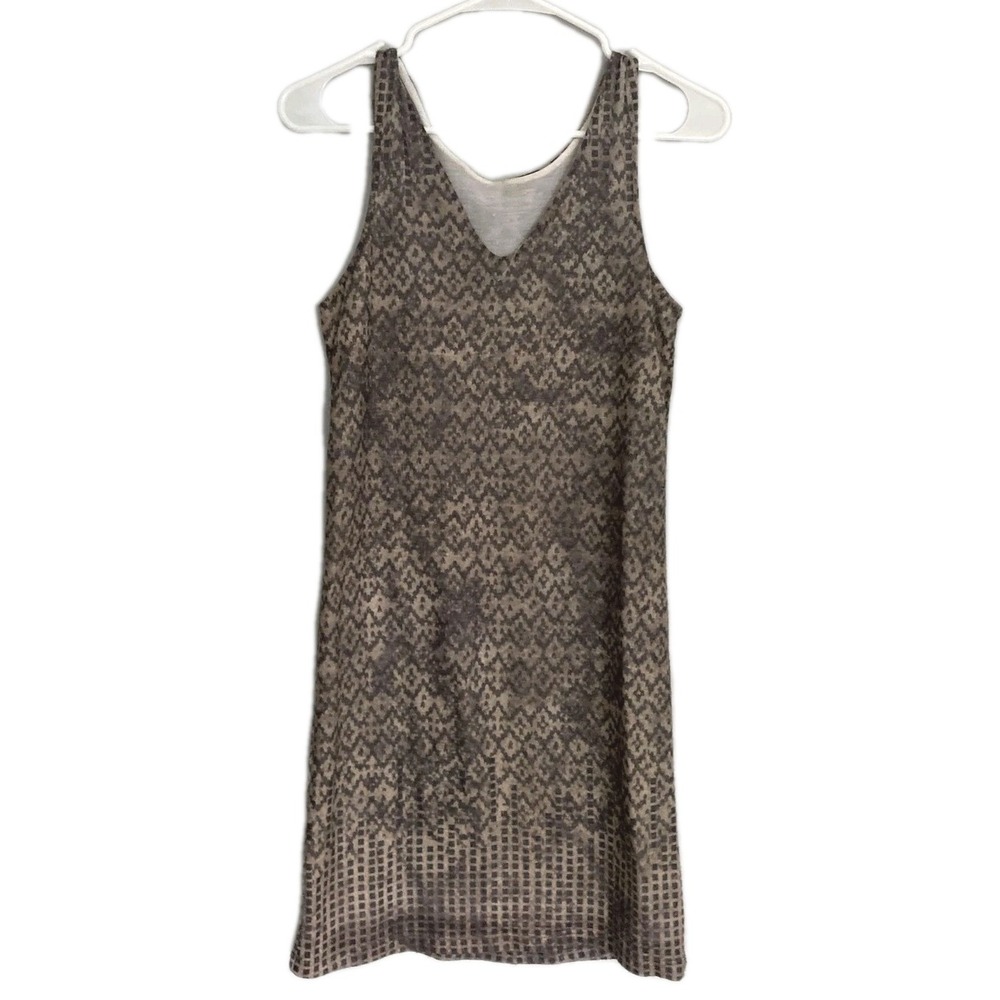 Free People Dress Womens Small Brown Black Geometric Sleeveless Bodycon Mini